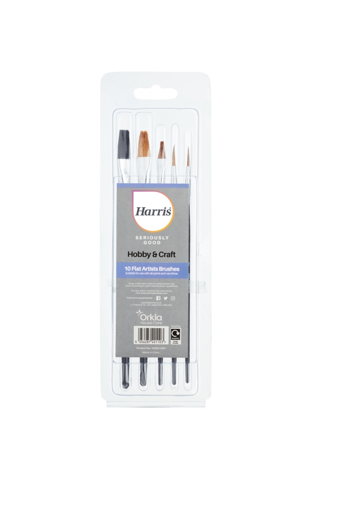 Artist Flat Paint Brush Set x10 HARRIS