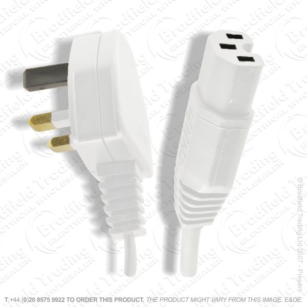 F03) Mains Lead Kettle 1M 10A UK plug white