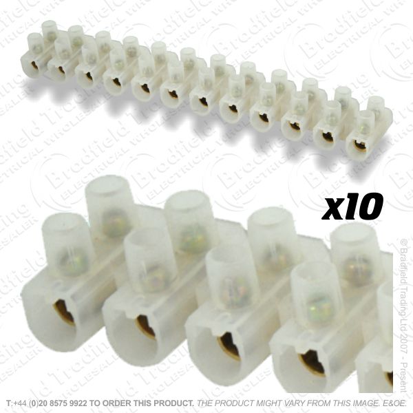 F15) Connector Strips Plastic 10A T10 (pk10)