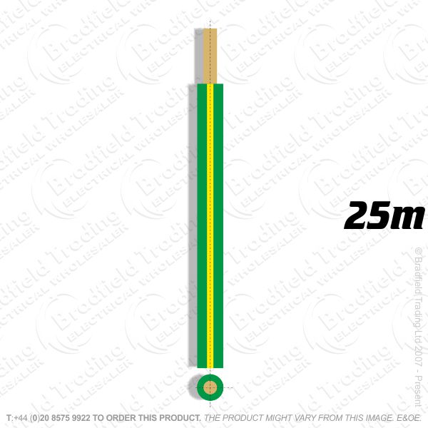 H04) Single Core green/yellow 10mm 25M 6491x