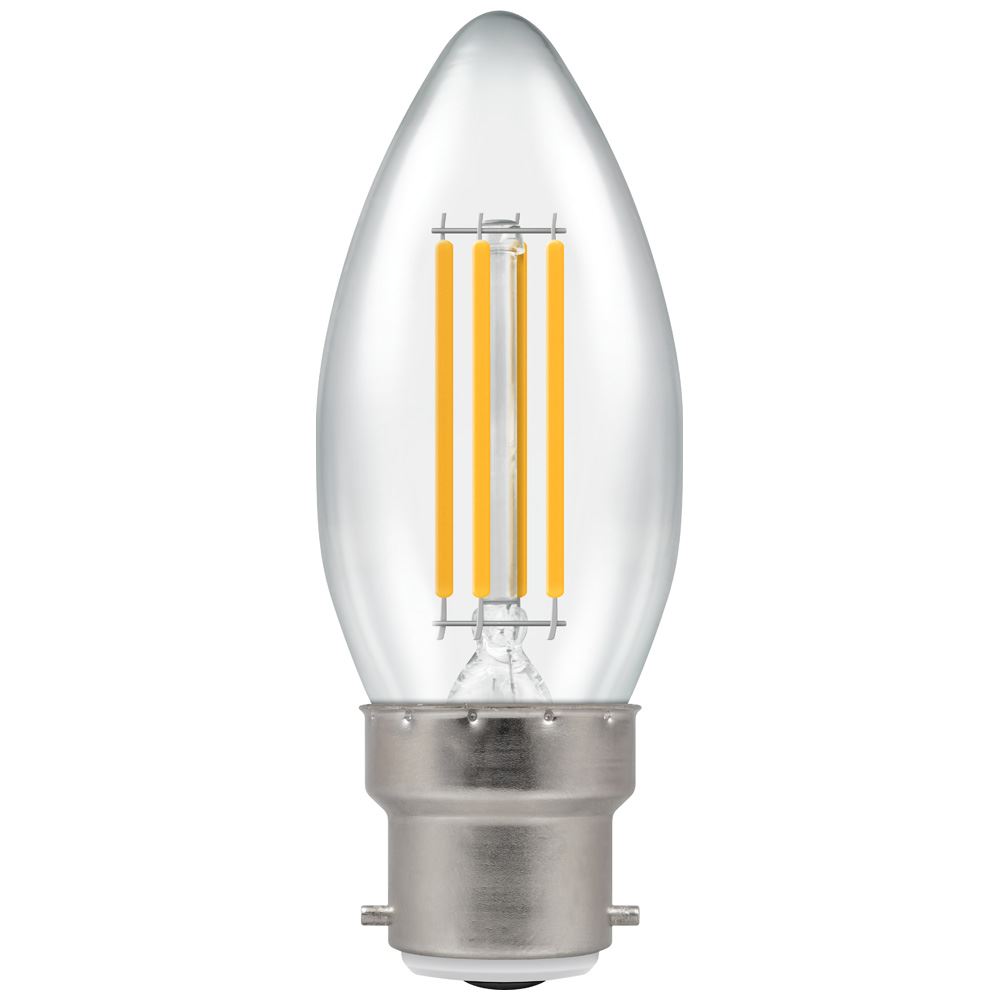 6.5W (60w) LED Fil Clear Candle BC 27k CRO