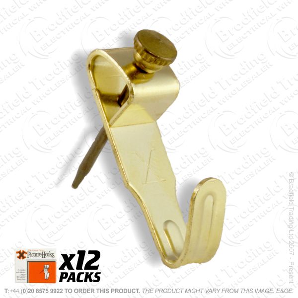 G11) Picture Hooks Brass No2 Med (12) Box