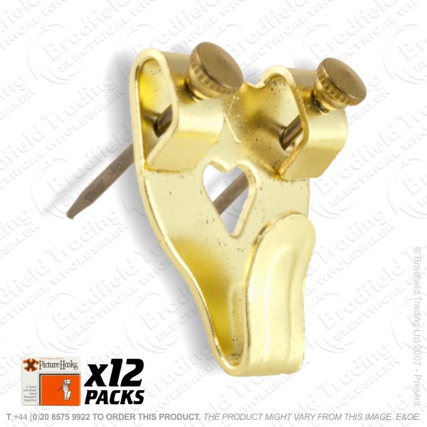 G11) Picture Hooks Brass No3 Lar (12) Box