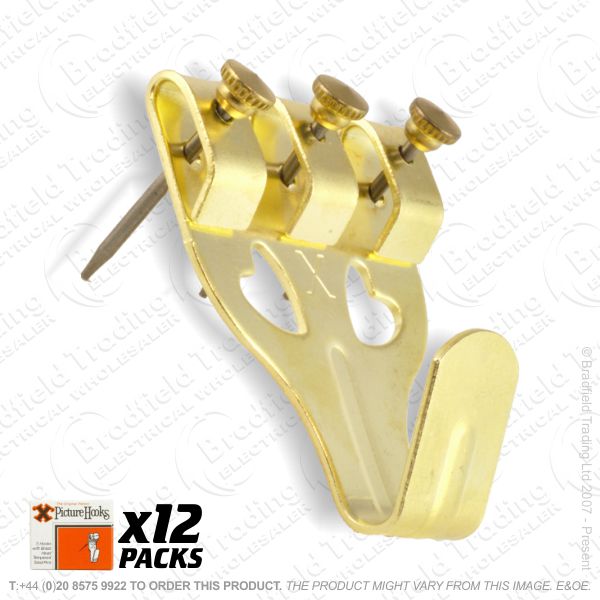 G11) Picture Hooks Brass No4 XL (12) Box