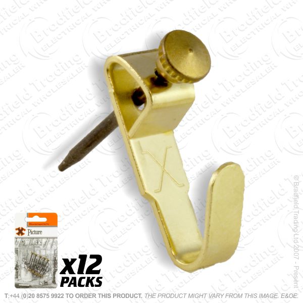 G11) Picture Hooks Brass No1 Small (12) BP