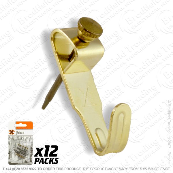 G11) Picture Hooks Brass No2 Med (12) BP