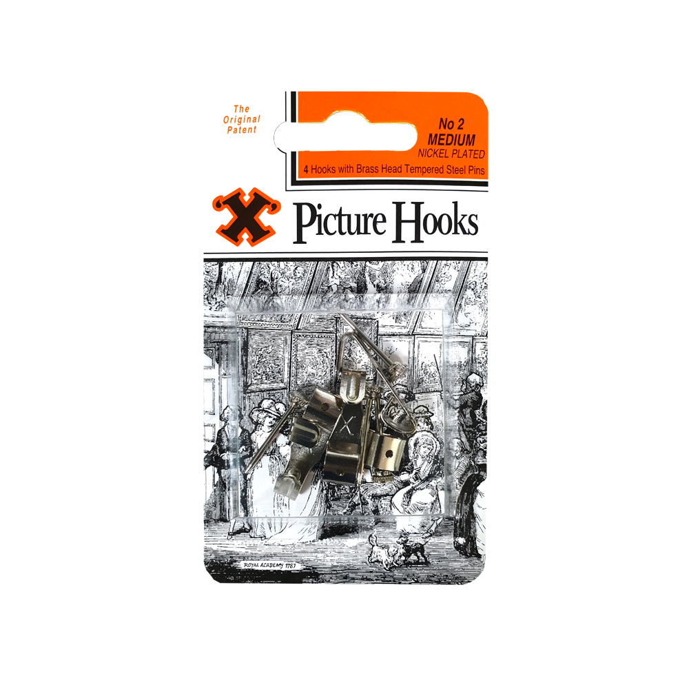 Picture Hooks Silver No2 Medium 4pc (12) BP