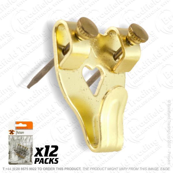 G11) Picture Hooks Brass No3 Large (12) BP