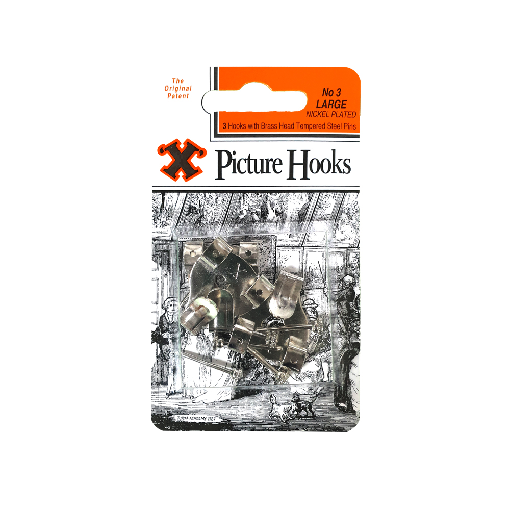 Picture Hooks Silver No3 Large 3pc (12) BP
