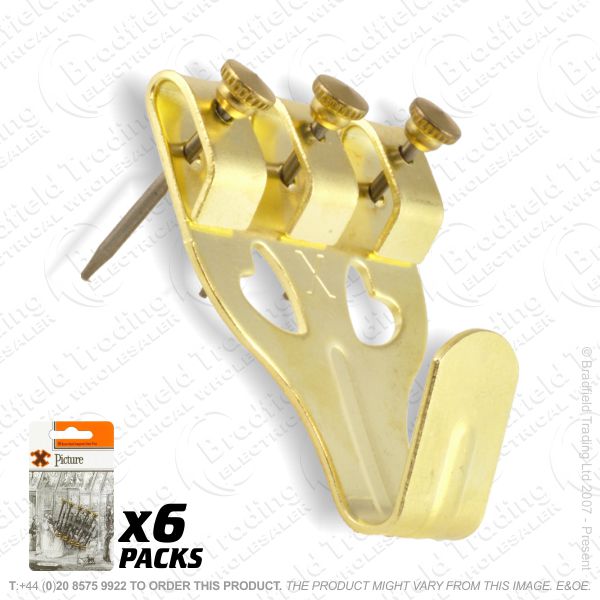 G11) Picture Hooks Brass No4 XL (6) BP