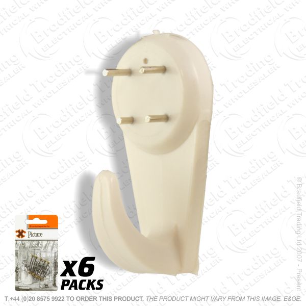 G11) Picture Hooks Hard Wall Large (6) BP
