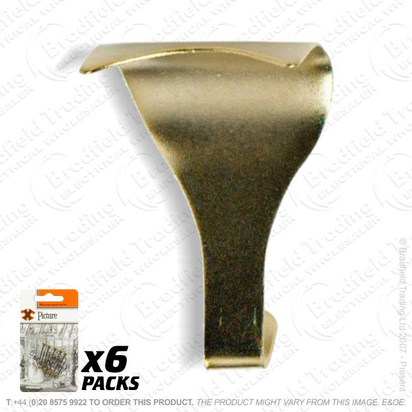 G10) Picture Rail Hook Solid Brass (6) BP