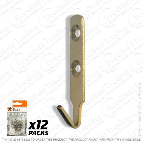 G10) Picture J Hooks Brass Plate 56mm (12) BP