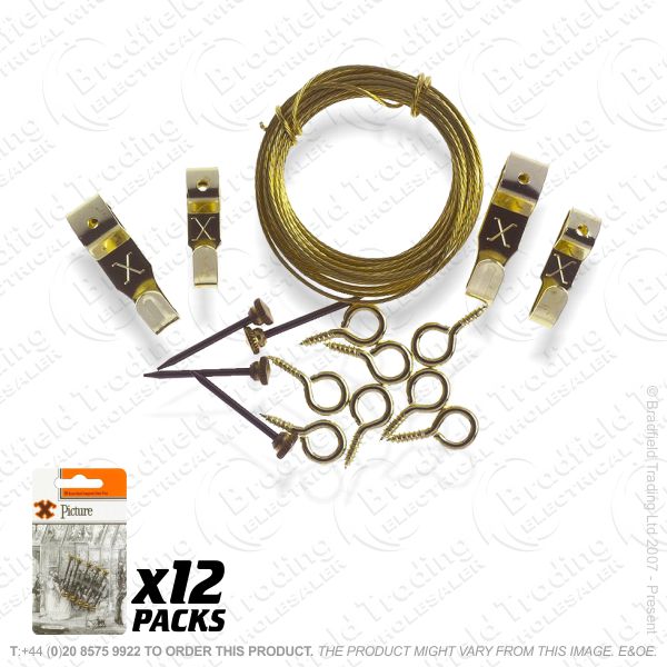 G09) Picture Hanging Kit Brass (12) BP