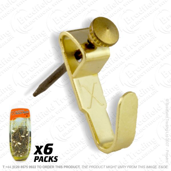 G11) Picture Hooks Brass No1 Small Pk50 (6)