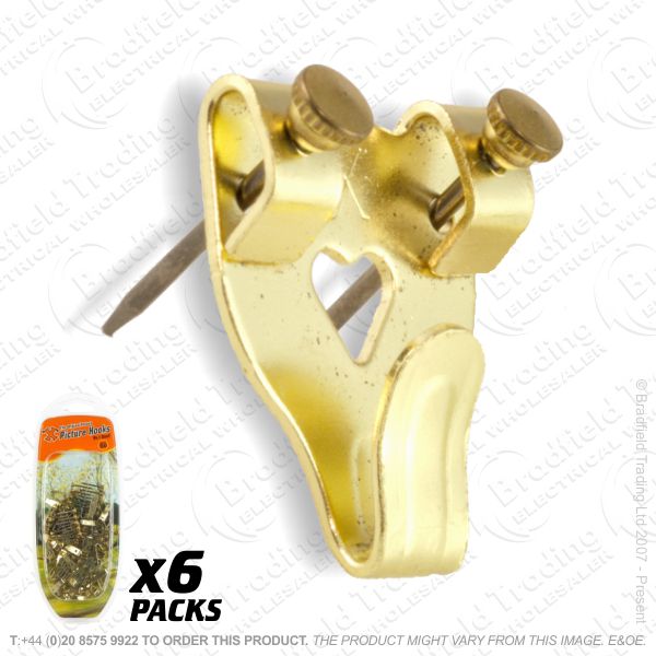 G11) Picture Hooks Brass No3 Large Pk20 (6)
