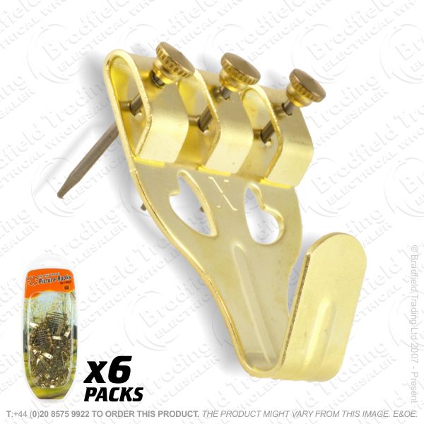 G11) Picture Hooks Brass No4 XL Pk10 (6)