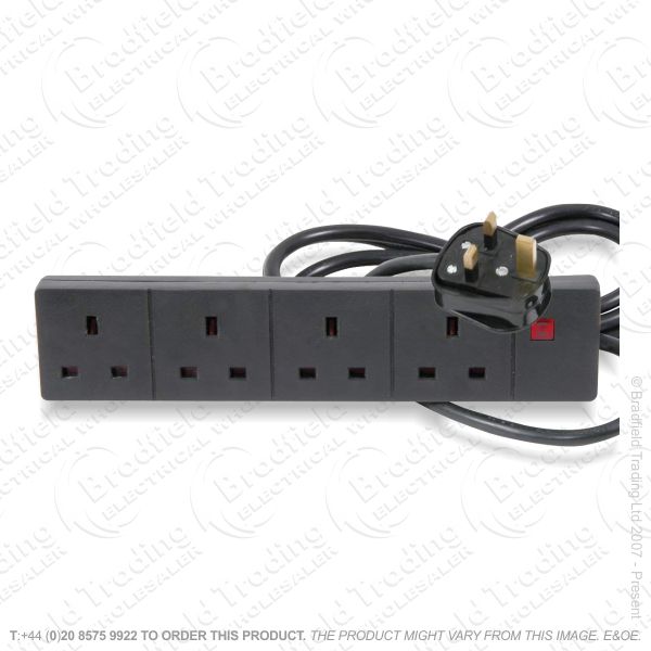 Mains Extension Lead 4G 13A 2M Black S4W2MBL