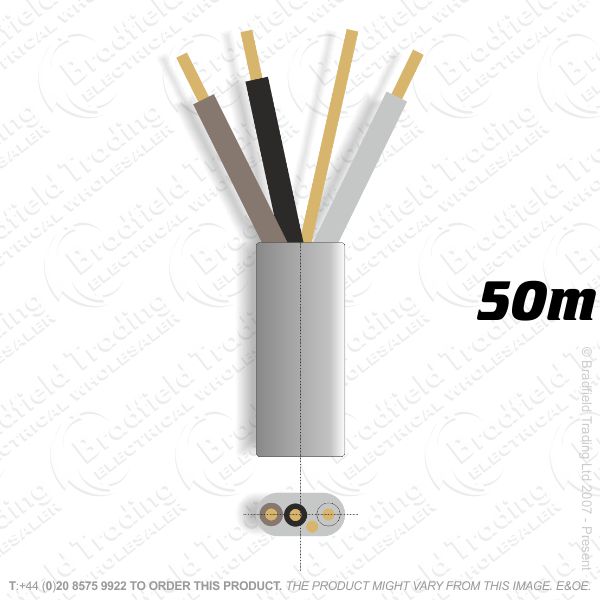 H10) 6243Y Flat 1mm 3c   Earth Grey 50M Cable