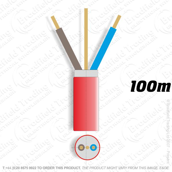 H07) Fire Red 1.5mm 2 core   earth 100M