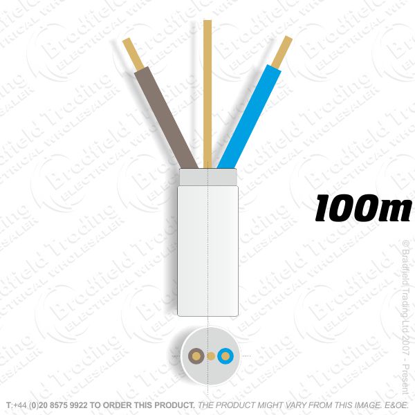 H07) Fire White 1.5mm 2 core   earth100M