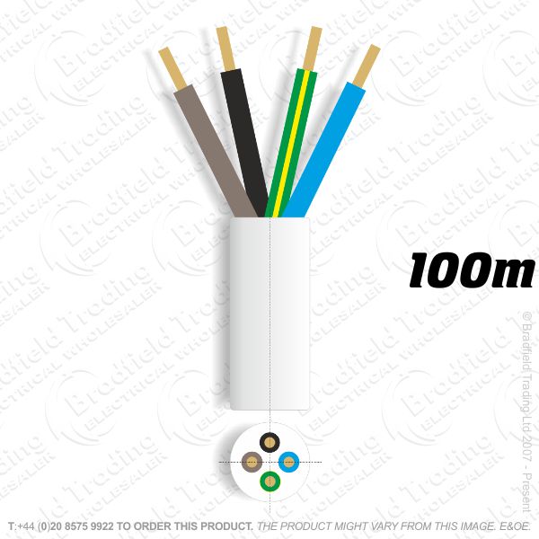 H06) 3184Y Round 1.5mm 4 core white 100M