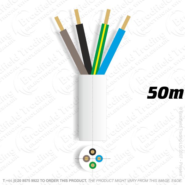 H06) 3184Y Round 1.5mm 4core white 50M