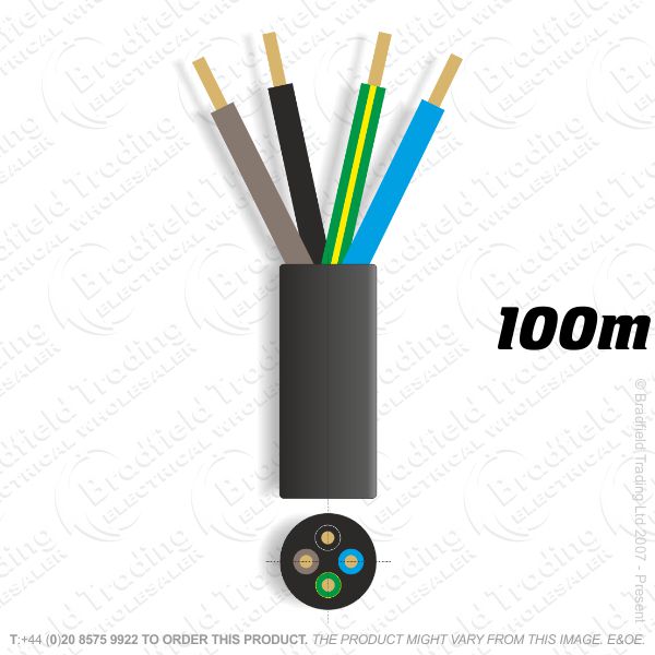 3184Y Round 1.5mm 4core Black 100M Cable