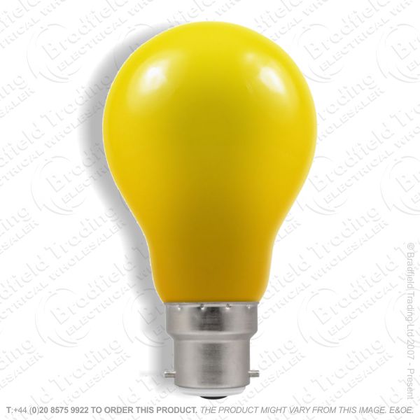 A02) GLS Coloured BC Yellow 15W Bulb