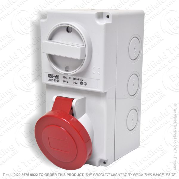 F06) Wall Socket Switched 16A 415V 3P+E