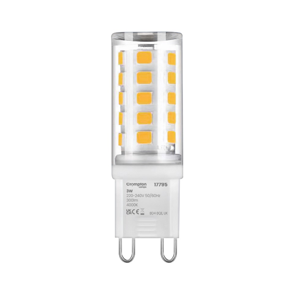 3W 300lm G9 Bulb 4k CW Non-Dim 16x51 CROMPTON