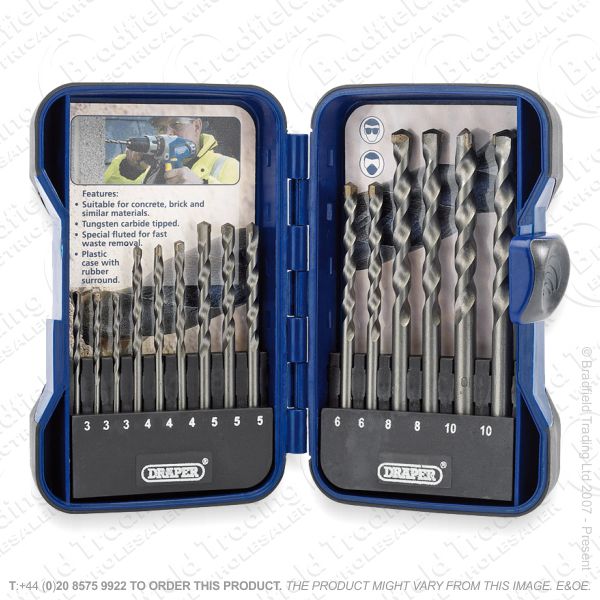 15pc 3-10mm Masonary Drill Bit Set DRAPER
