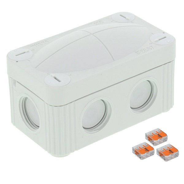 Junction Box Incl 3x 221 85x49x51 WISKA Grey