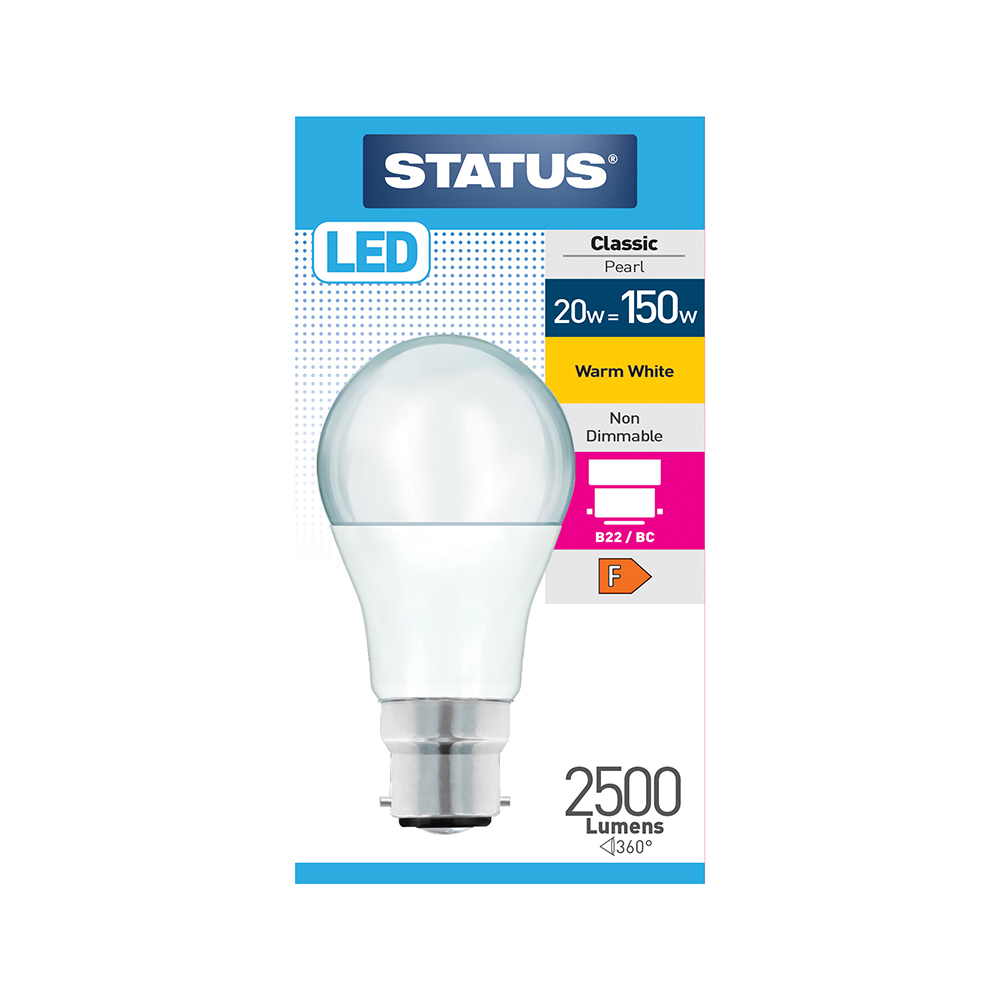 20W LED GLS BC 3000k 2500lm STATUS