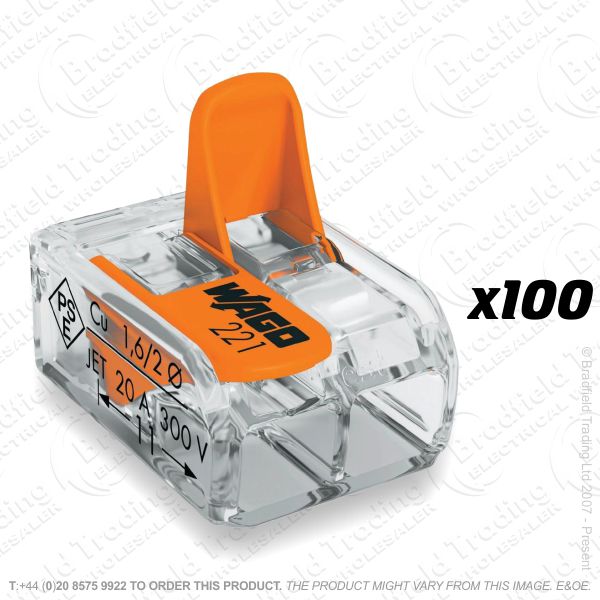 F16) Connector Push Lever Wire 2wa (100) WAGO