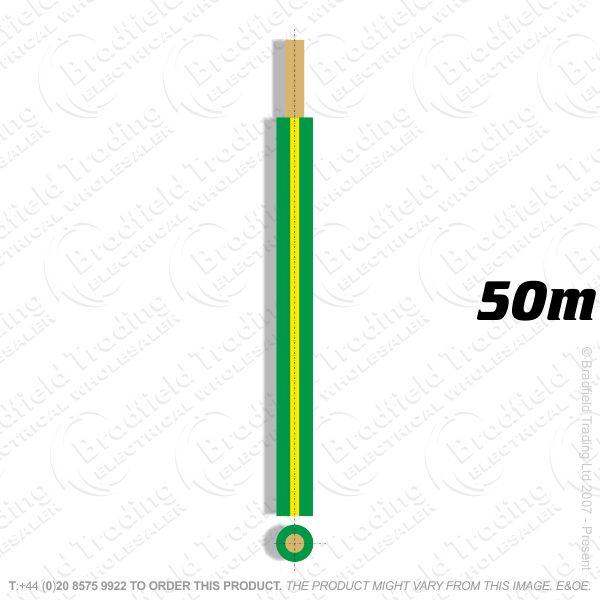 H04) Single Strand green/yellow 25mm 50M