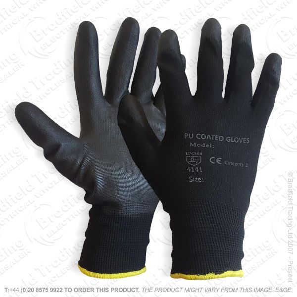 Gloves PU Coated Skin Fit Black Medium
