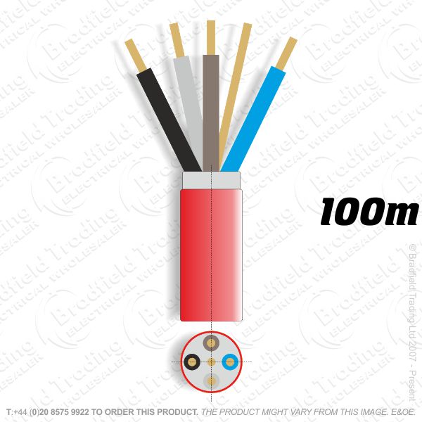 H07) Fire Red 2.5mm 4 core   earth 100M