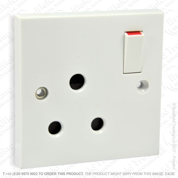 I24) Socket Round 3pin 1G 15A Unswitche white