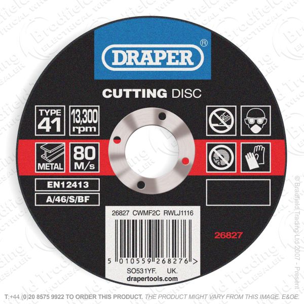 Metal Cutting Disc 115x3mm DRAPER