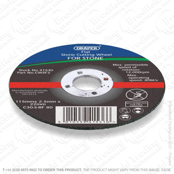 G31) Stone Cutting Disc 115x2.5mm DRAPER