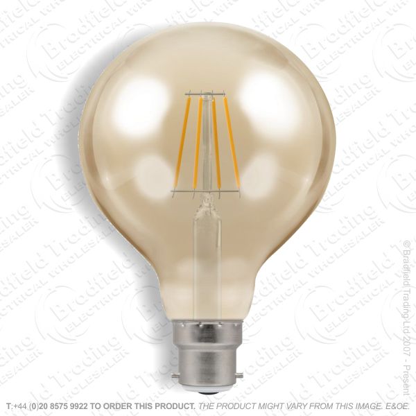 A34) LED BC 5w Globe 80 2200k Dimm Filament