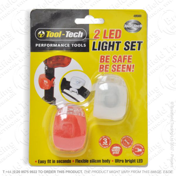G56) Bicycle LED Lights 2pc Silicon Wh/Red