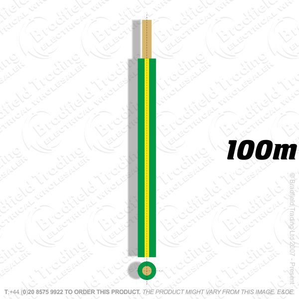 H04) Single Green/yellow 4mm 100M 6491X