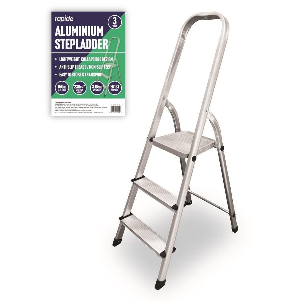 3Step Ladder Aluminium 150kg RAPIDE
