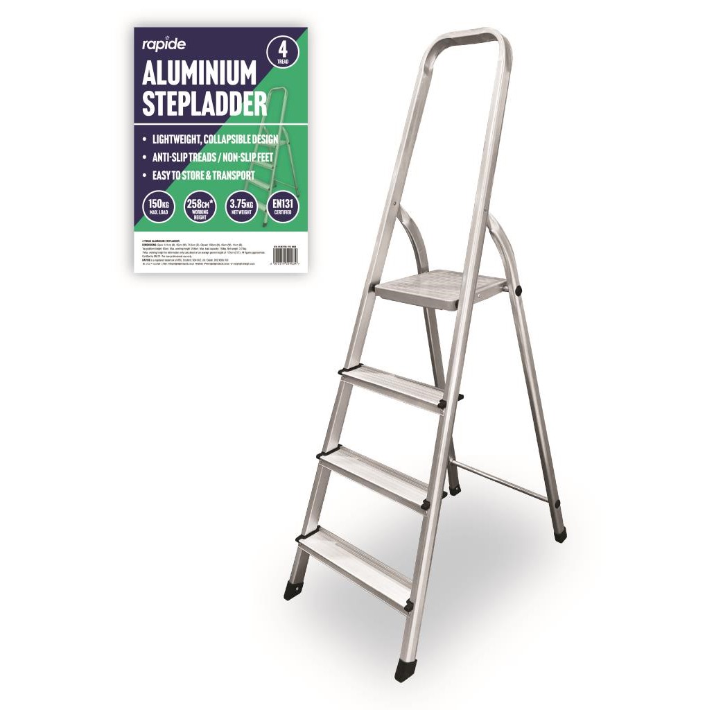 4Step Ladder Aluminium 150kg RAPIDE