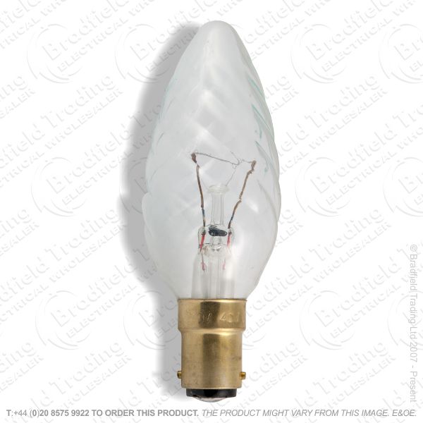 A05) Candle 45mm SBC Twisted Clear 60W BEL