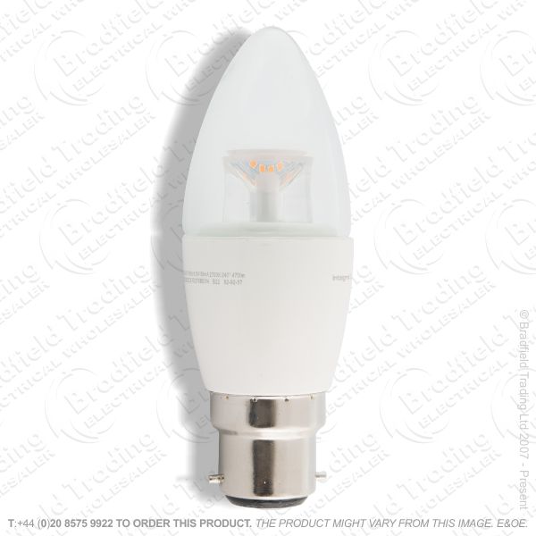 A27) 5.4W Candle Clear BC CW 5000k LED