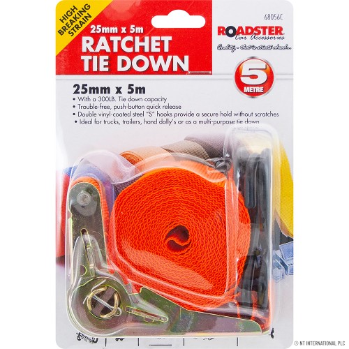 15ft Ratchet Tie Down Strap 5m x 25mm MARKSMA