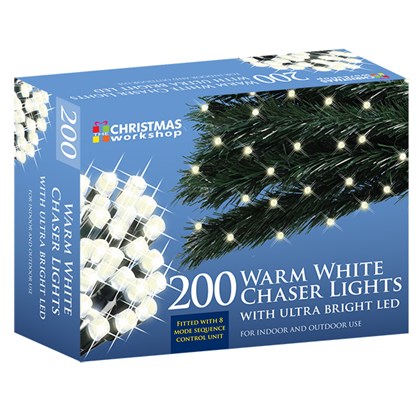 D09) Xmas Lights 200 LED Warm White Chaser